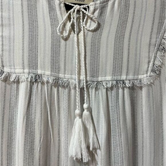 ANTHROPOLOGIE CLOTH & STONE Long Sleeve Striped Fringe Tie Tassel Top Size Small - Picture 3 of 6